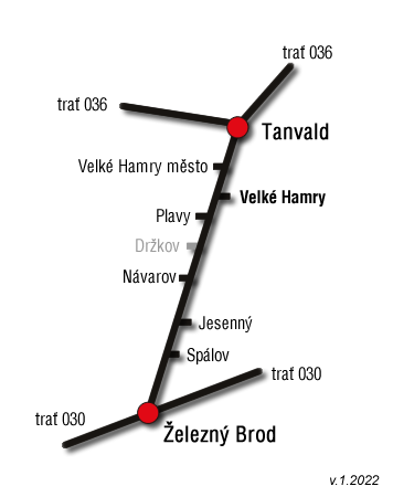 Mapa Železný Brod - Tanvald