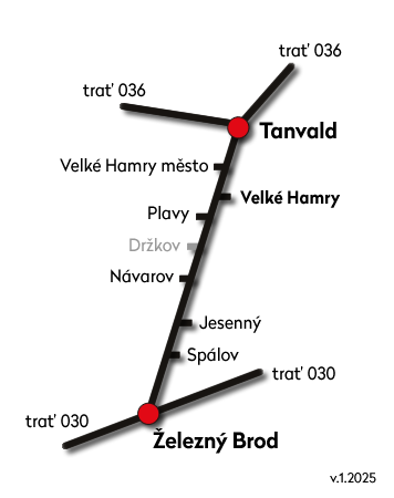 Mapa Železný Brod - Tanvald