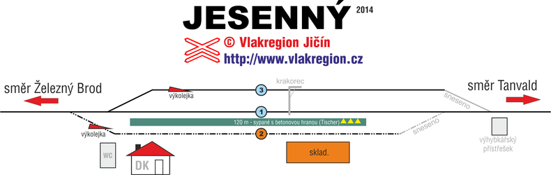 Mapa Jesenný nákladiště, zastávka