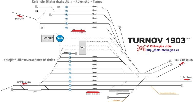 Mapa stanice Turnov z roku 1903